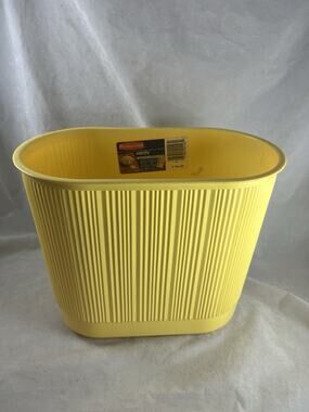 Rubbermaid Ribbed Wastebasket Yellow Trash Can #2954 Vintage 1982